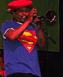image of Kermit Ruffins on stage